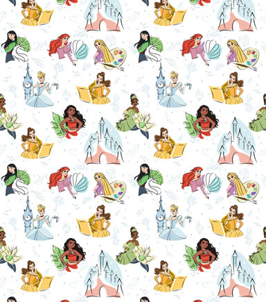 Disney Princess Multi Icon Cotton Fabric