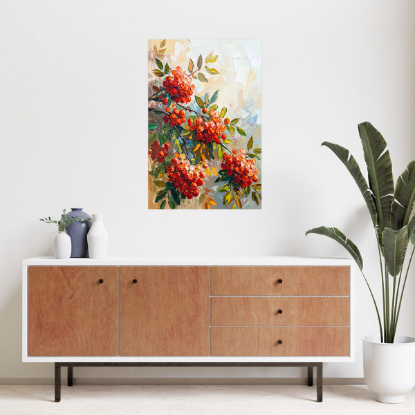 Plakat samoprzylepny do salonu sypialni Feeby Czerwona Jarzebina 20x30