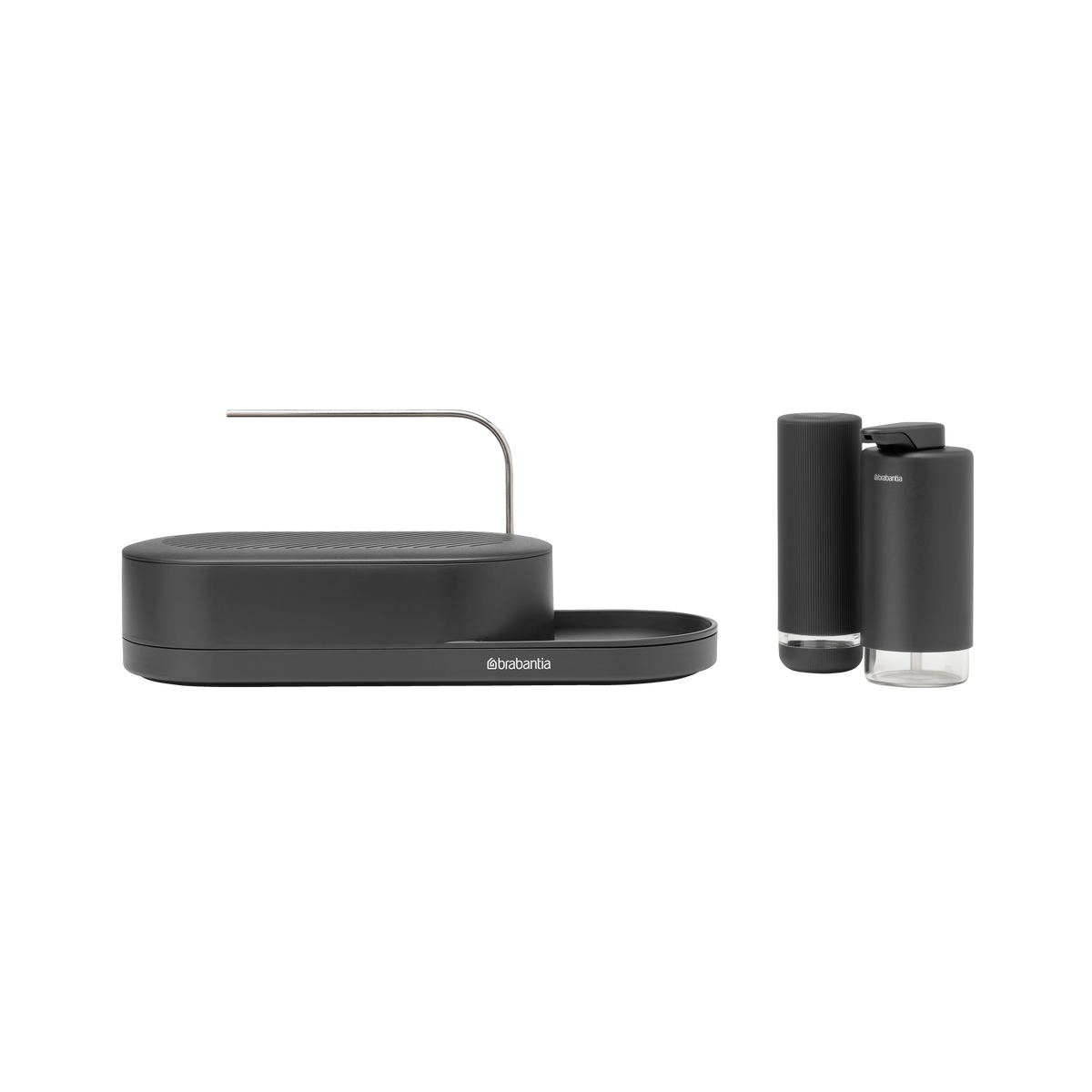 Brabantia SinkStyle Organiser Set, 3-delig (organiser, zeep- en afwasmiddeldispenser) - Mineral Infinite Grey