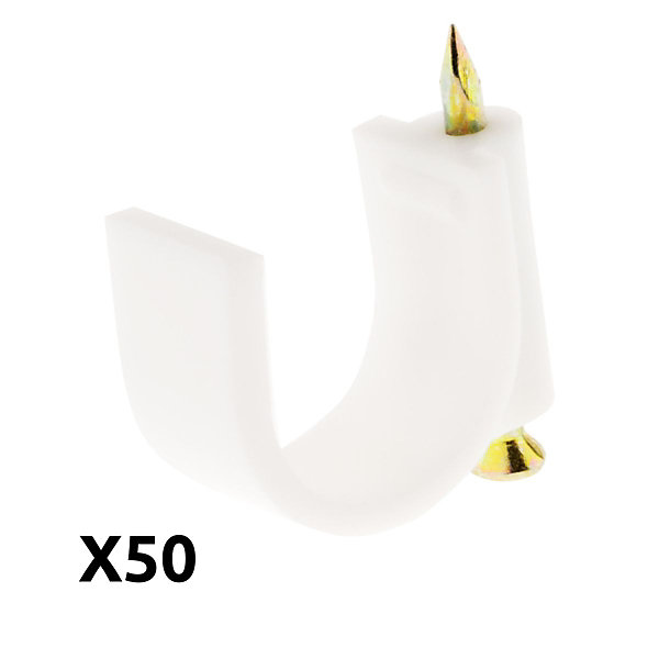 Lot de 50 crochets de fixation diamètre 20mm - Blanc - Zenitech