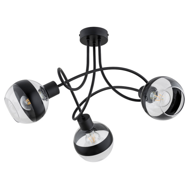 Lampa sufitowa czarno-przezroczysty KARO 3xE27x15W wym: 38x58x58 cm Alfa