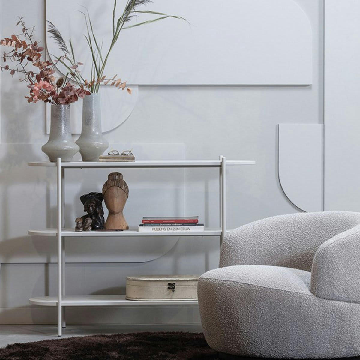 WOOL - Fauteuil pivotant arrondi en tissu gris