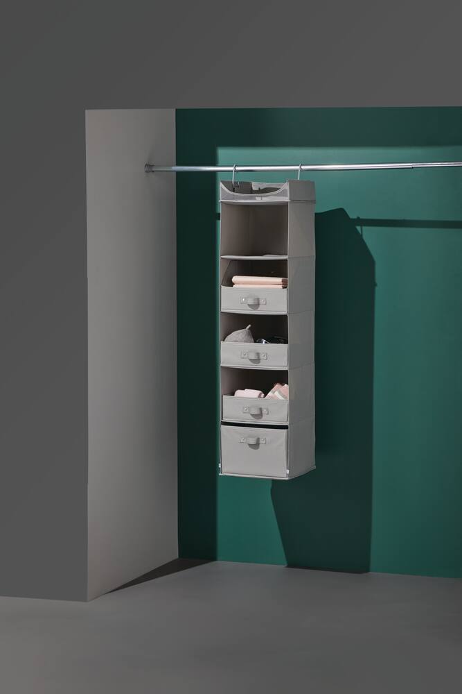 type A Ease 5-Shelf Hanging Closet Organizer, Grey