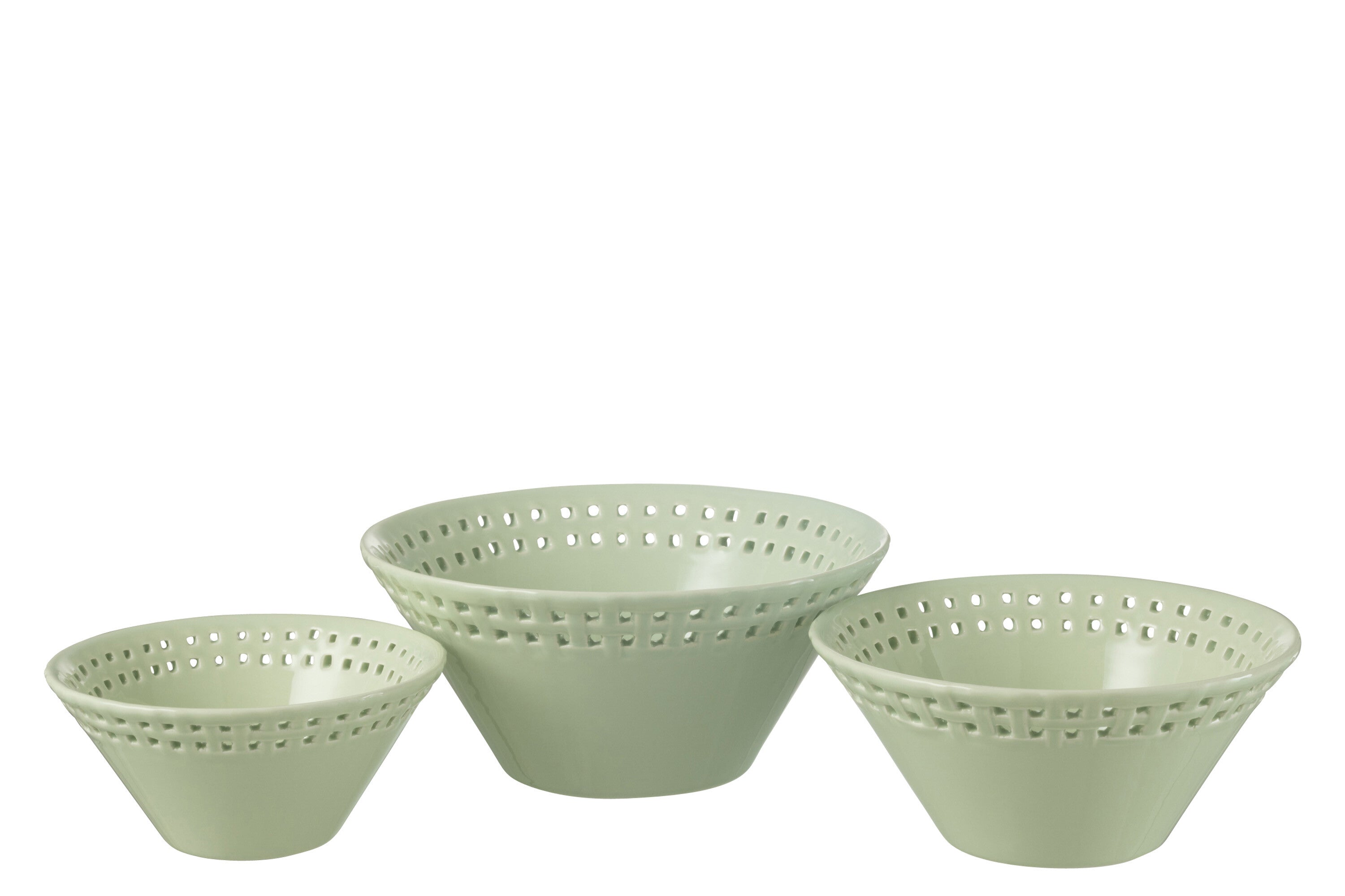 J-Line kom - keramiek - groen - small/medium/large - 3 stuks