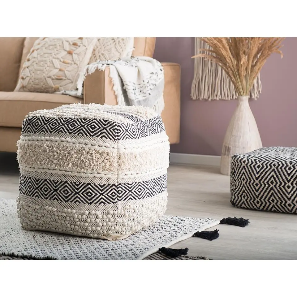 KANAM - Poef - Wit - 50 cm - Katoen