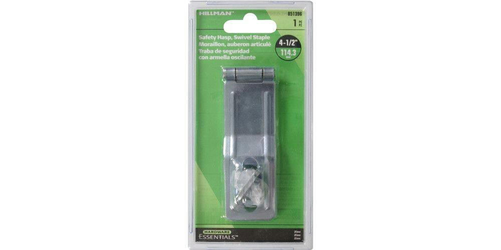 Hillman Swivel Staple Safety Hasps, Fixed Position, Zinc-Plated, 1-1/2-in