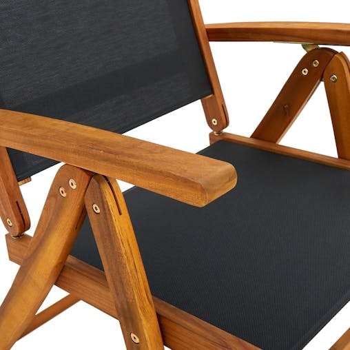NNEVL Folding Garden Chairs 8 pcs Solid Wood Acacia and Textilene