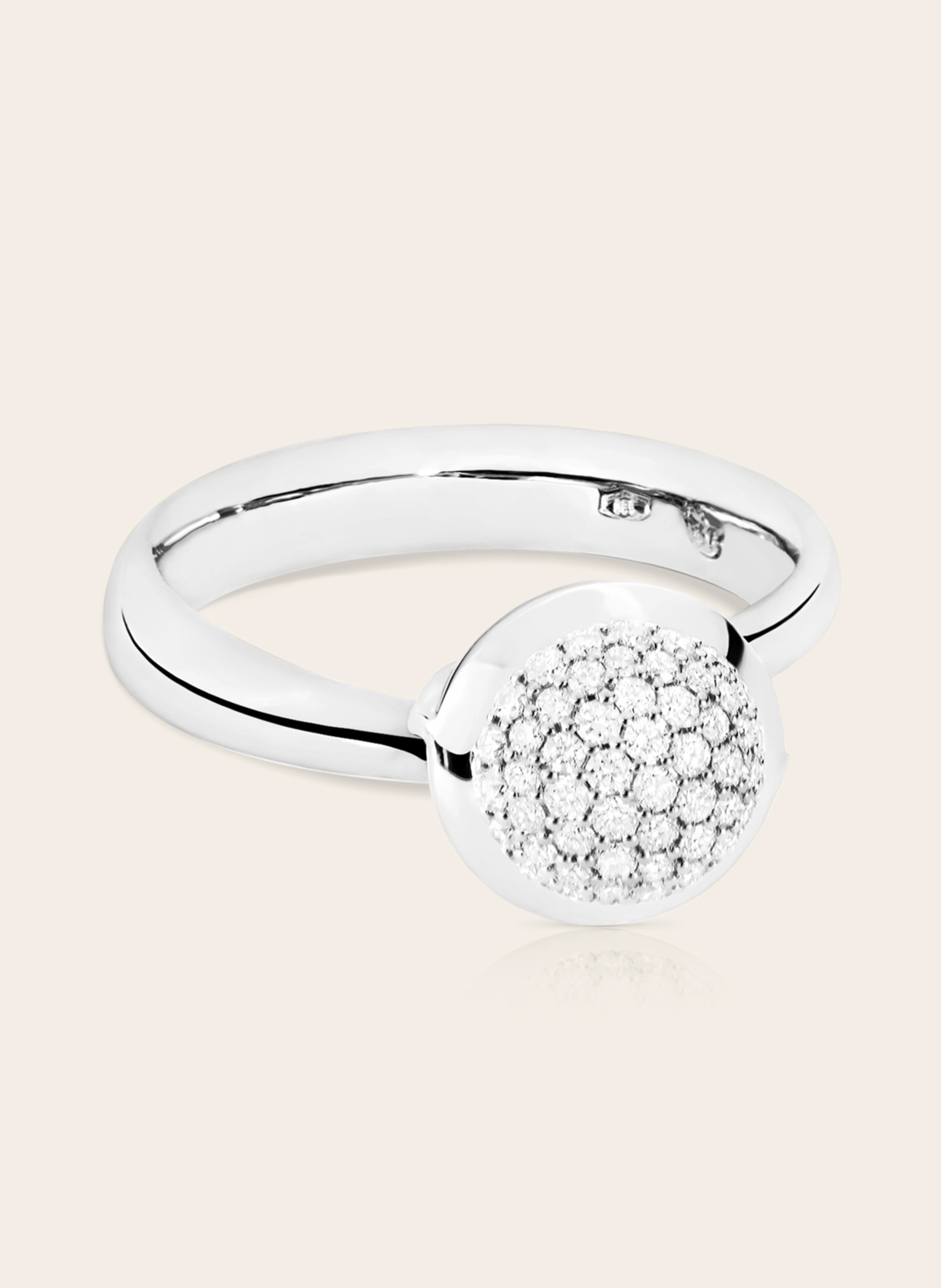 TAMARA COMOLLI Ring RING BOUTON SMALL DIAMOND PAVÉ aus 18K Weißgold mit Diamant Pavé