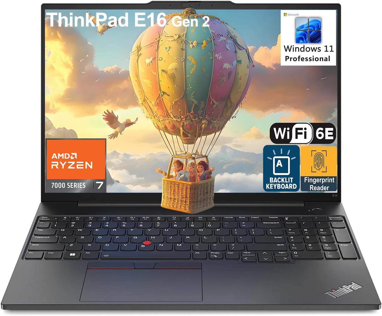 Lenovo ThinkPad E16 G2 Business Laptop Computer  16 FHD+  AMD 8-Core Ryzen 7 7735HS (Beat i7-1360P)  16GB DDR5 RAM  1TB PCIe SSD  WiFi 6E  Fingerprint Reader  Backlit Keyboard  Windows 11 Pro