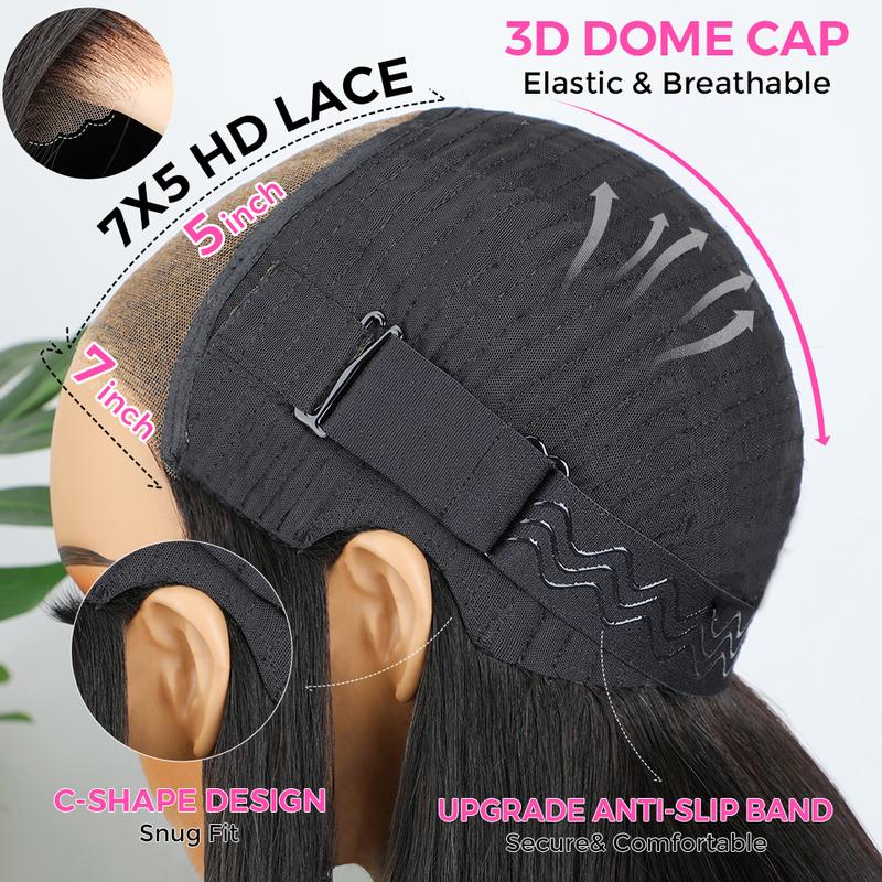 [Clearance Sale] CurlyMe Wear Go Glueless Bleached Knots Water Wave Pre-cut 7x5 HD Lace Hair Wigs Pre-plucked