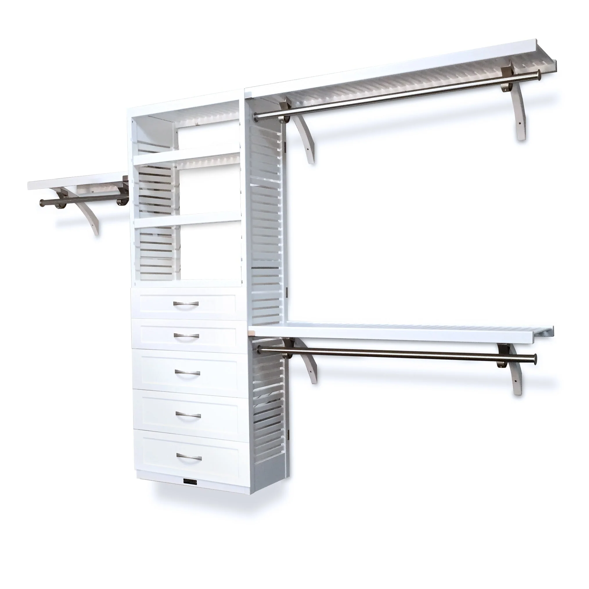 John Louis Home Solid Wood Walk-Ion Closet System with 5-Drawers White