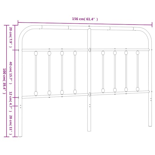 NNEVL Metal Headboard Black 152 cm