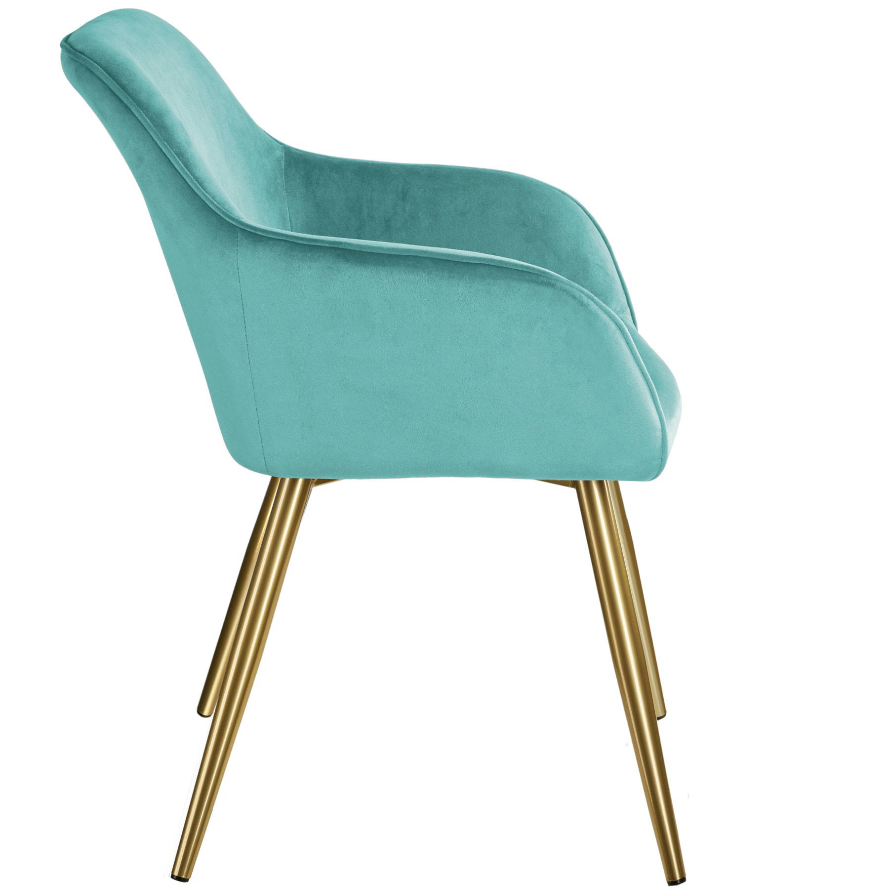 - Chaise Rembourrée, aspect velours turquoise/or