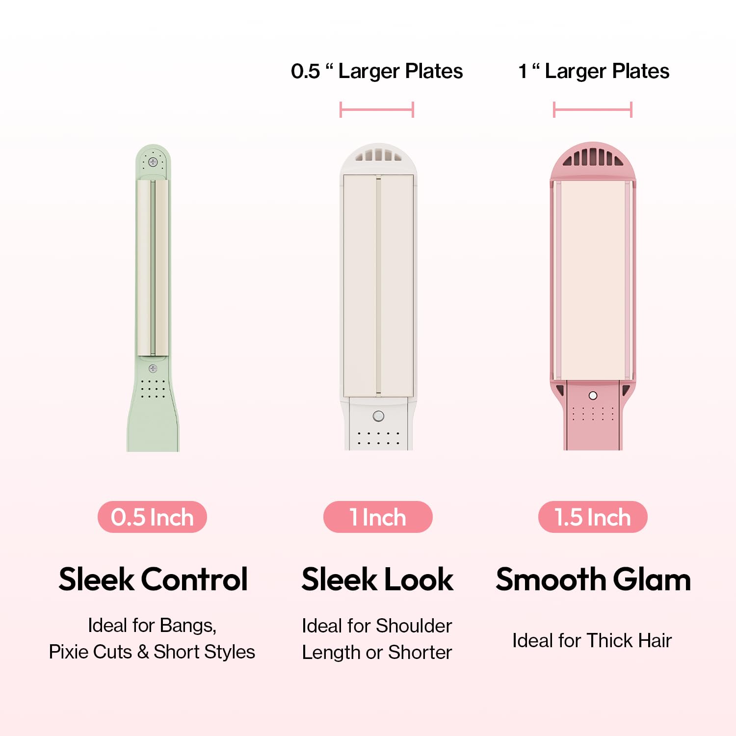 VODANA Professional Softbar Flat Iron - Ceramic Straightener with Patented Silicone Bar, Smooth & Quick Styling, Healthy Hair Solution, Dual Voltage for Worldwide Use (1.5 inch, Milk Tea Rose)