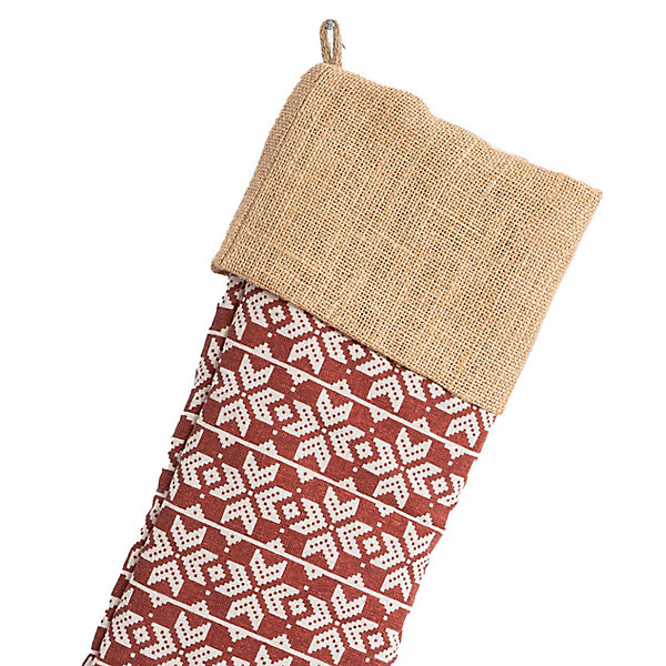 Lot de 2 Chaussette de noël en coton recyclé et jute 'Deko&co'