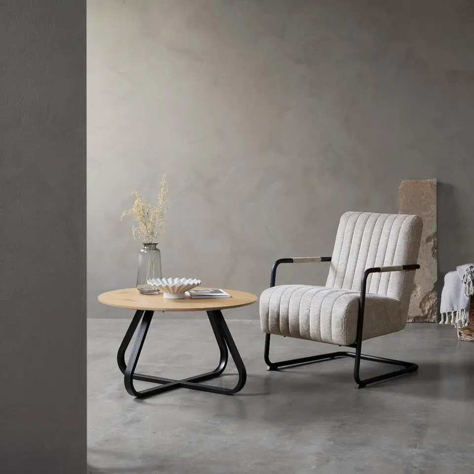 Fauteuil Stof/Metaal Zandkleur - Incl. Armleuning - Trout