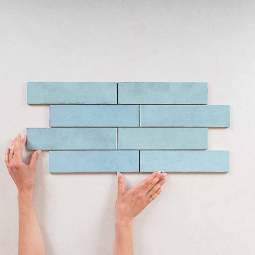 Carrelage mural Effet Zellige Bleu Ciel TRIBE 6x24,6cm Watercolour - Les Carreaux de Jean