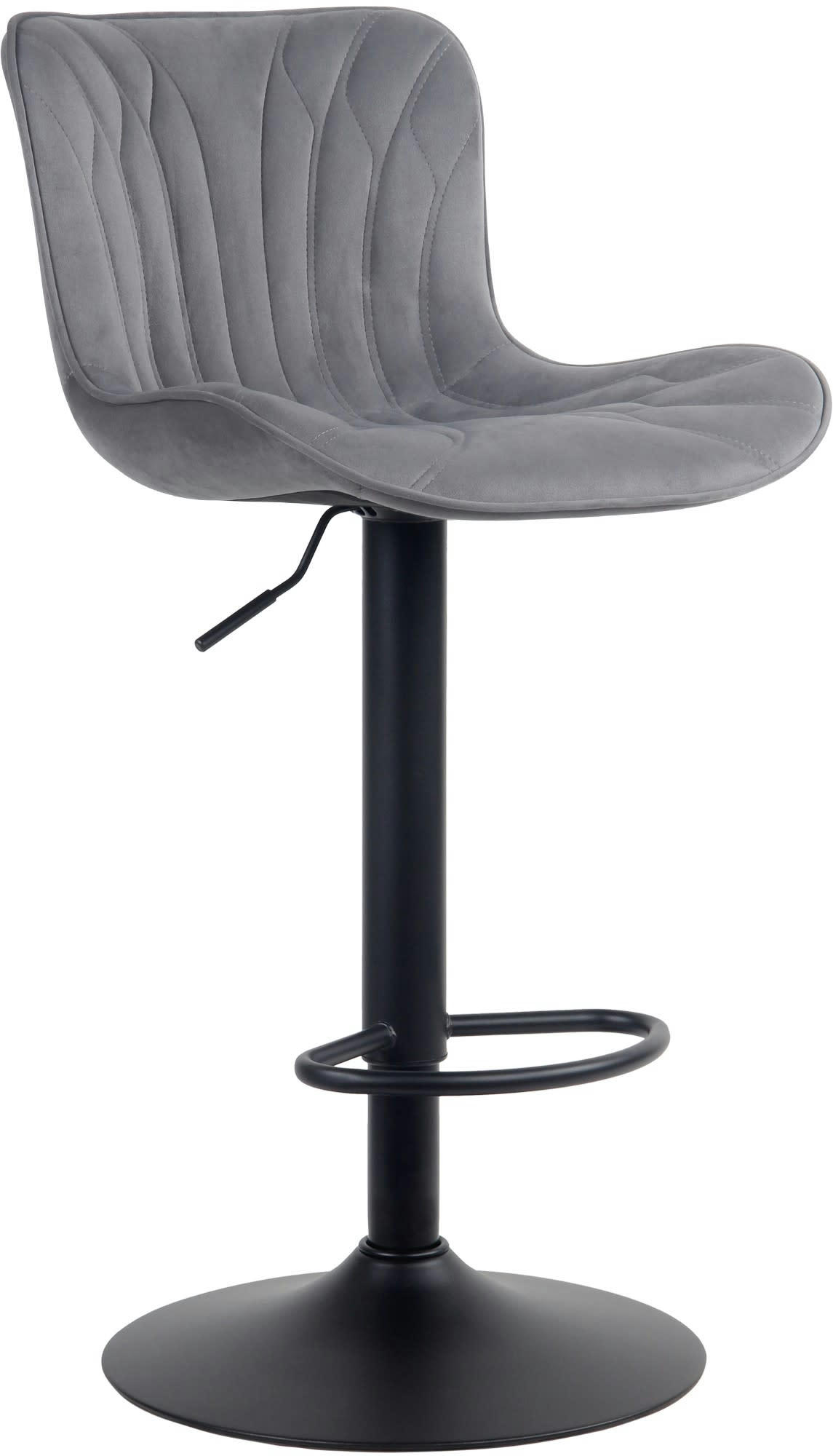 LINUS - Tabouret de bar ajustable pivotant velours Gris foncé