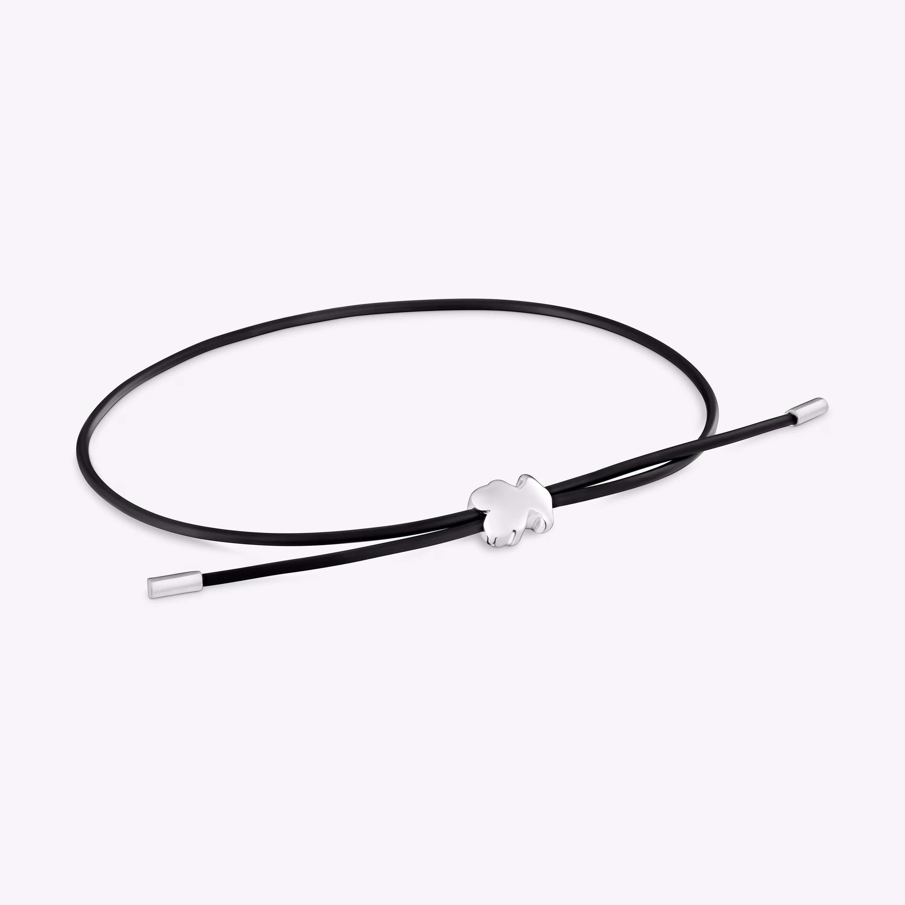 Pulsera oso de plata y caucho 7 mm Bold Motif