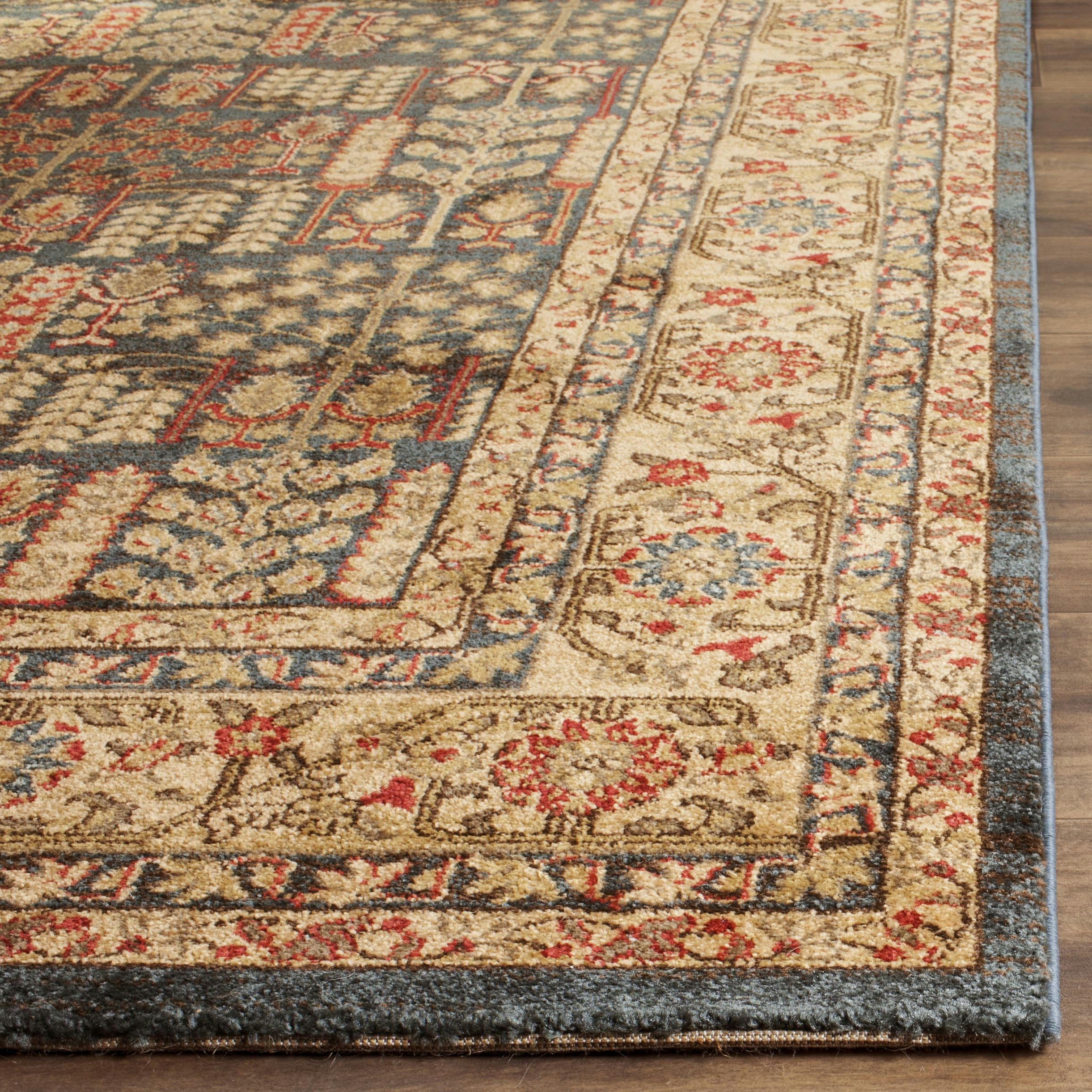 MAHAL - Tapis de salon interieur en bleu marine & beige, 122 x 170 cm