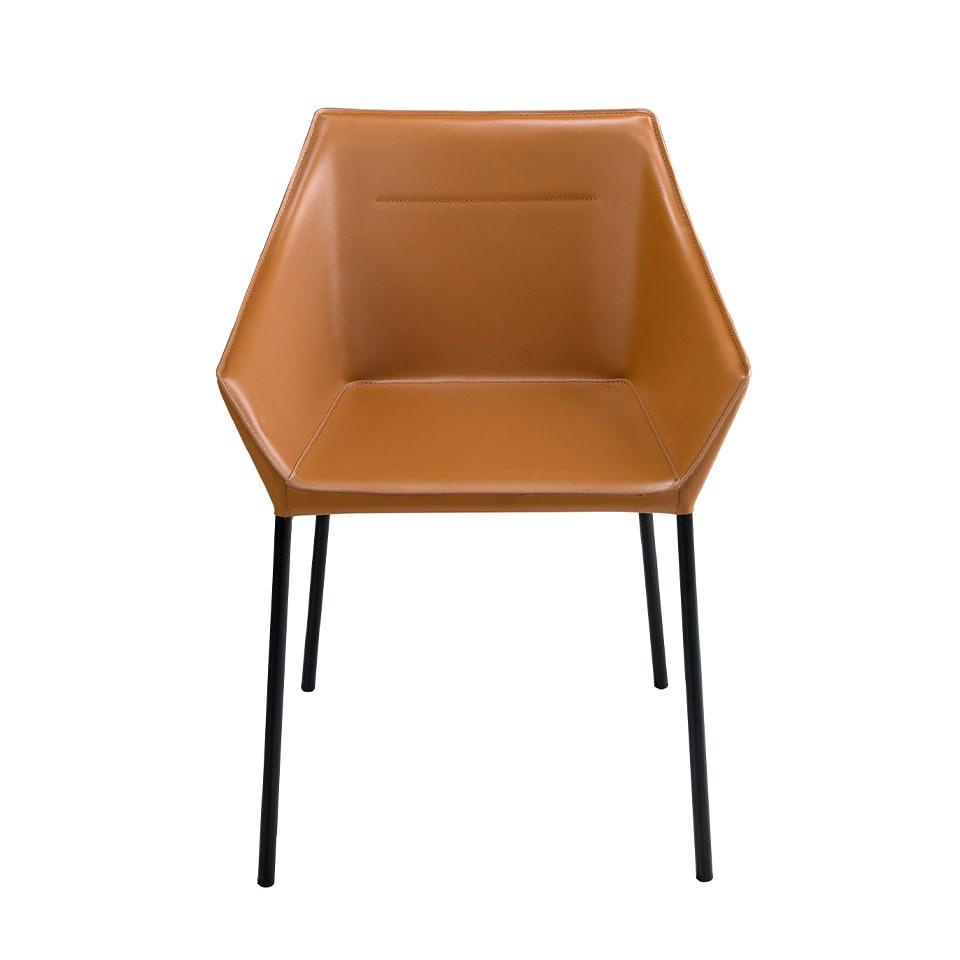 - Chaise en croûte de cuir marron