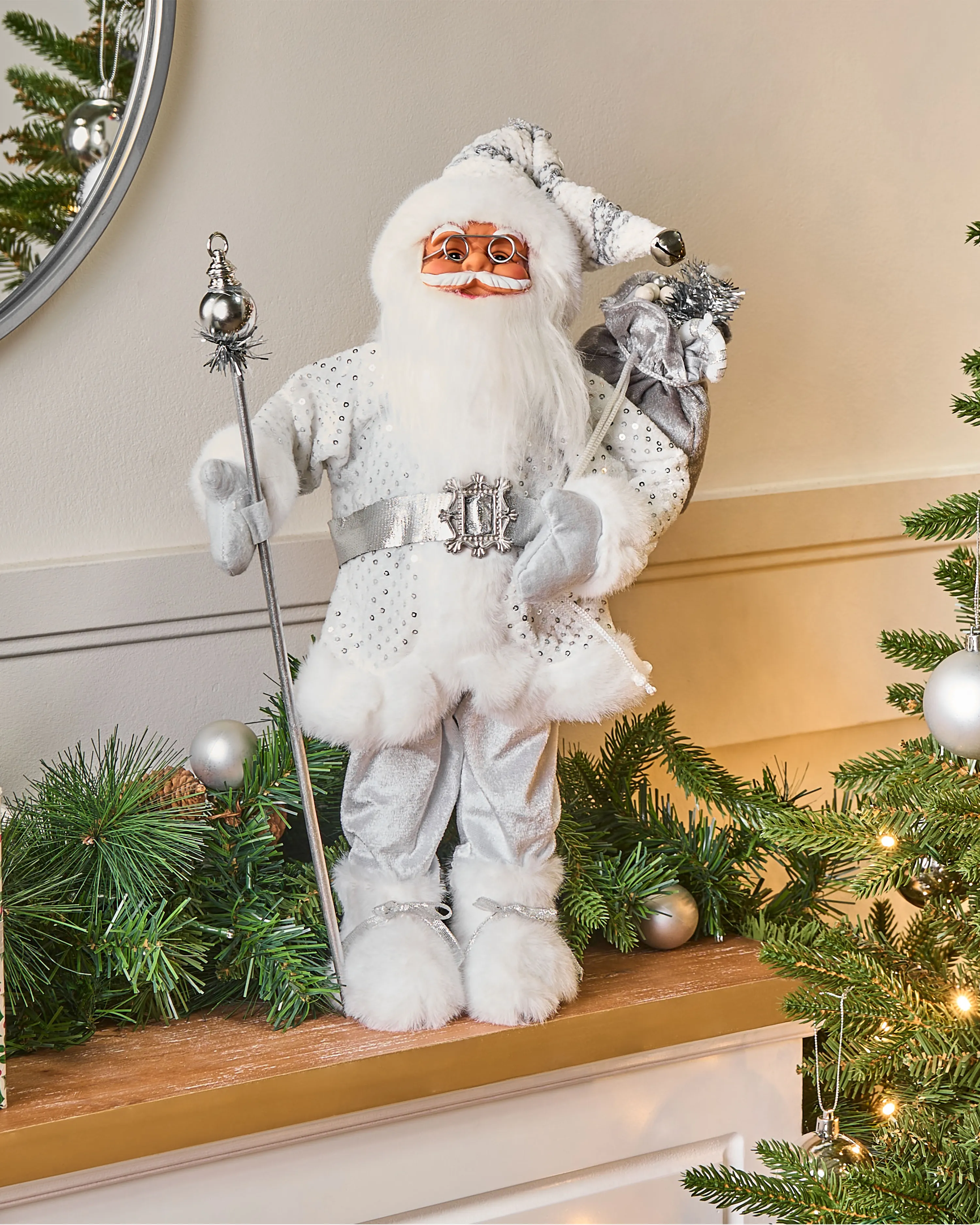 Christmas Decoration NELAUG Santa Claus 48 cm Silver