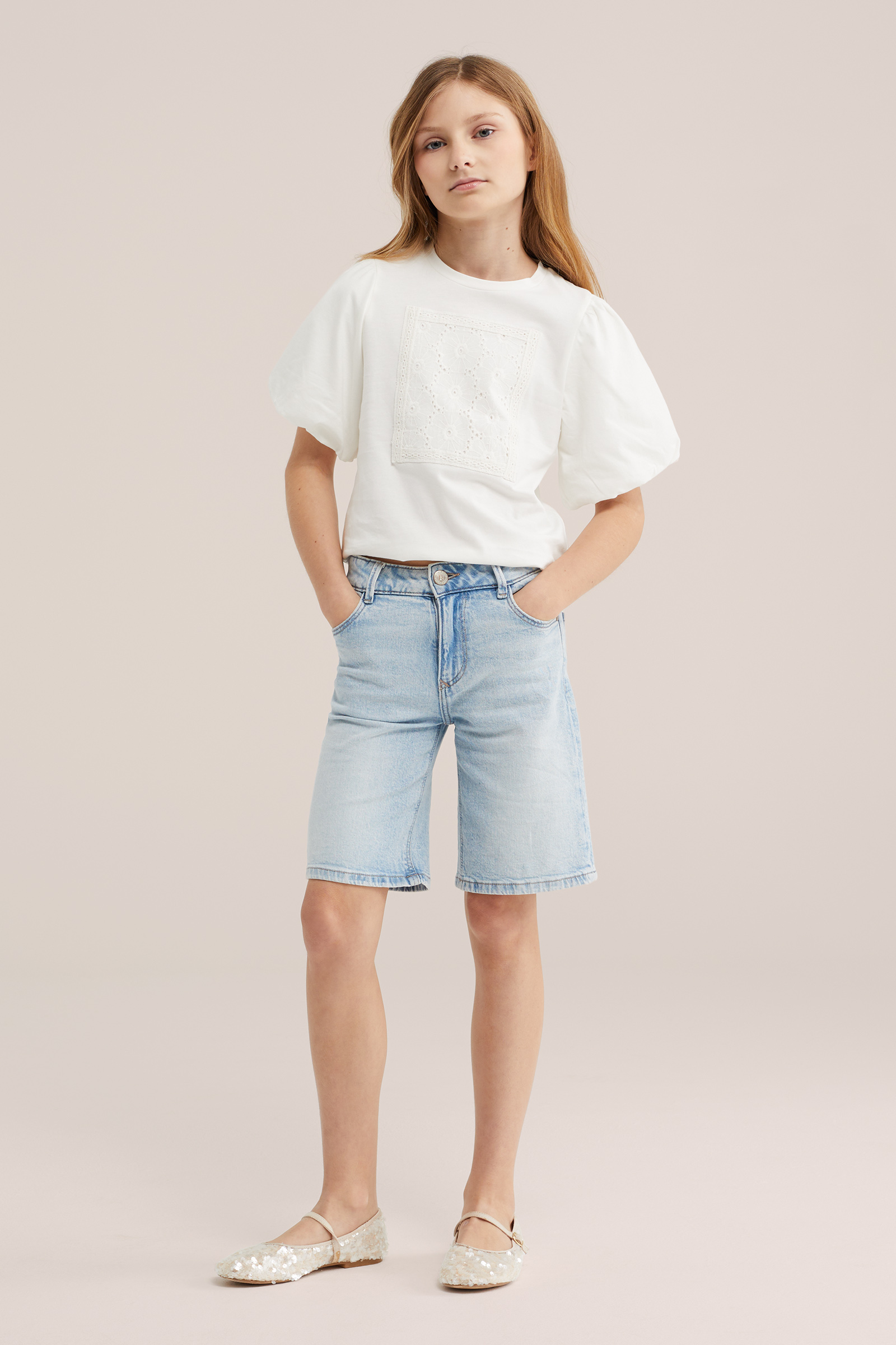 Meisjes relaxed fit denim short