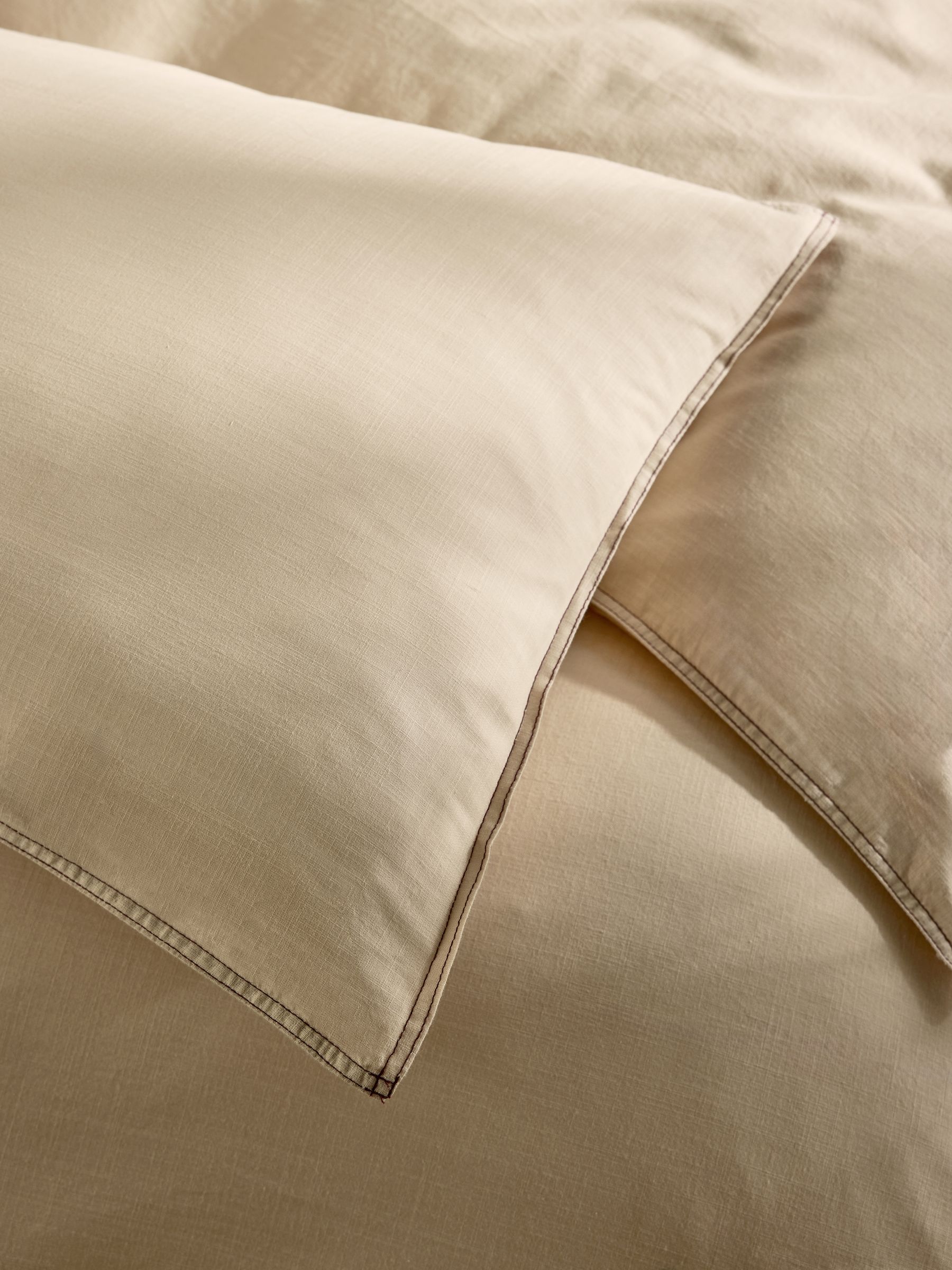 100% Cotton Textured Duvet Cover and Pillowcase Set in Natural Sand