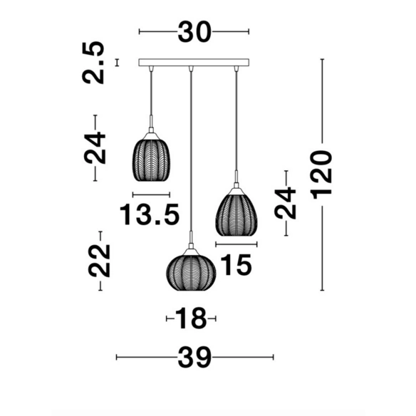 Pendelleuchte »Vario «, LED, 3-flammig, goldfarben/transparent