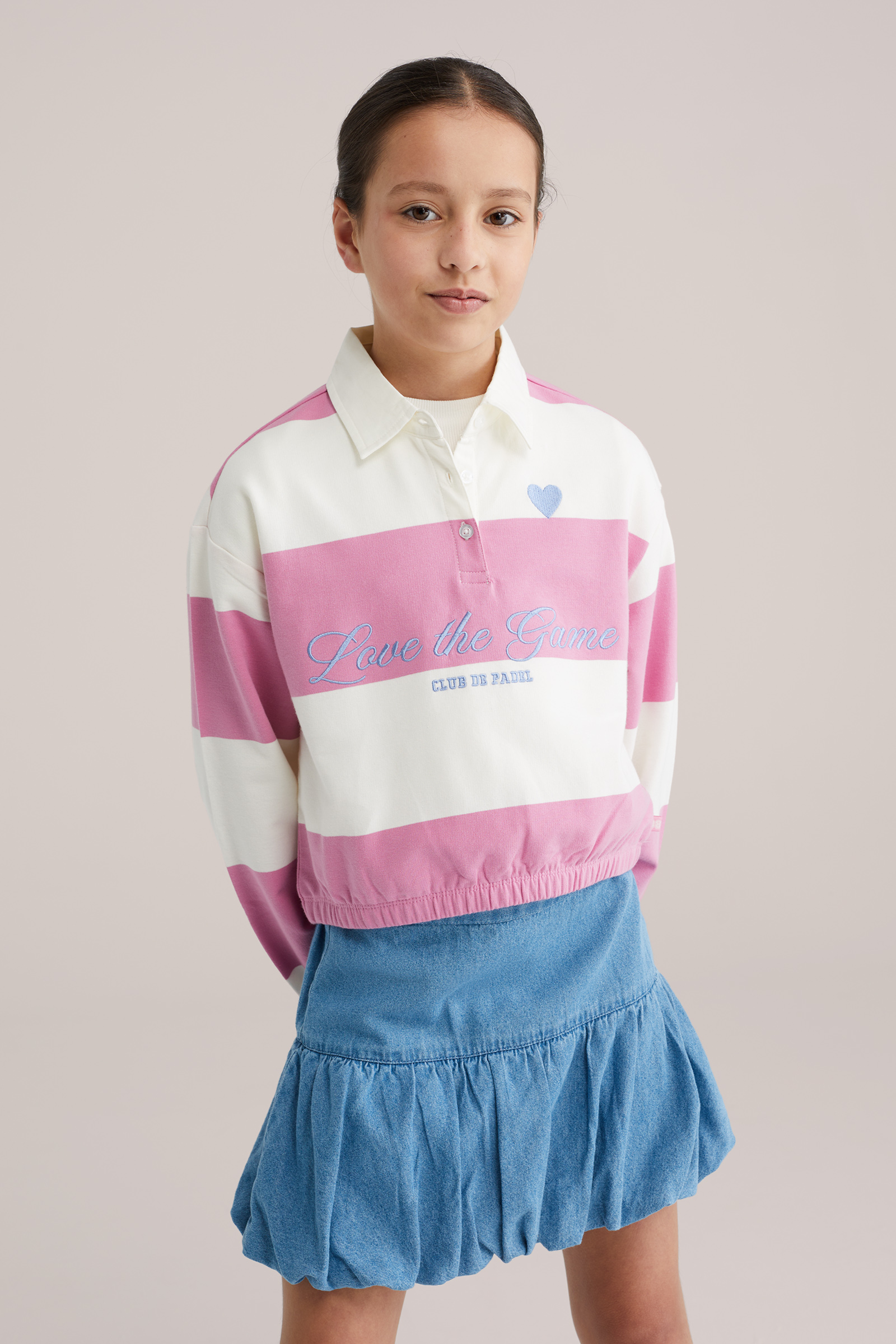 Meisjes oversized polo met embroideries
