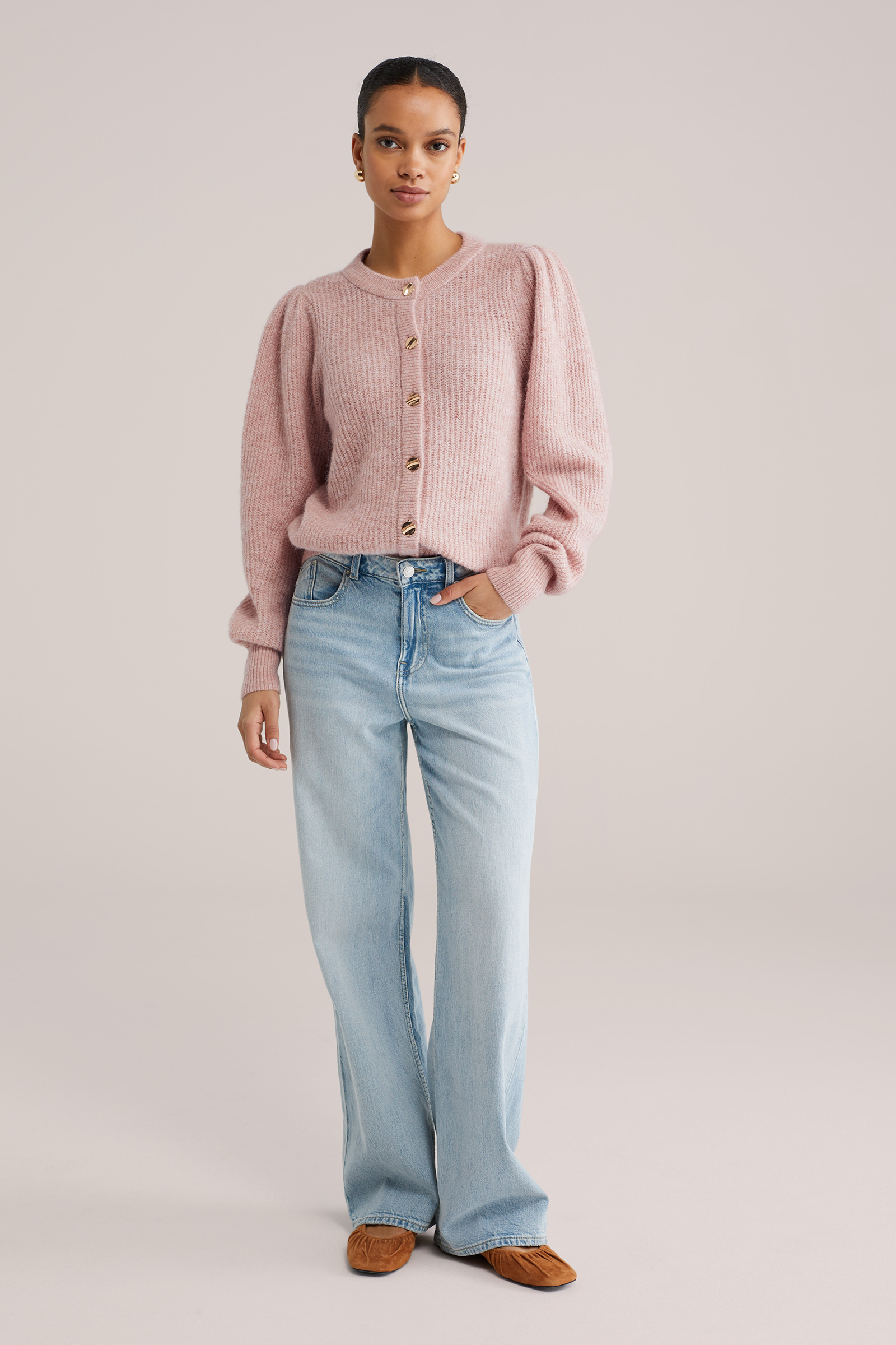 Dames vest van wolmix met gouden knopen