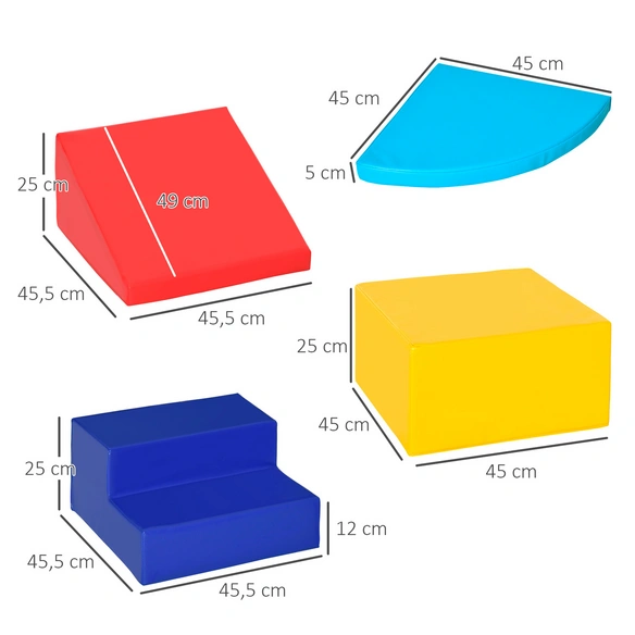 Bausteinset, dunkelblau/gelb/rosa/himmelblau, Kunstleder/EPE