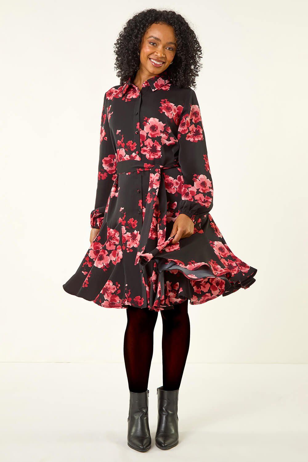 Roman Petite Floral Print Shirt Dress