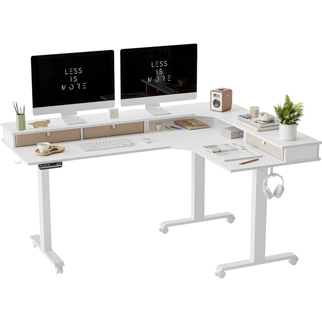 FEZIBO/Home Office Furniture/Brown&Black/Wood/Standing Desk/Desks