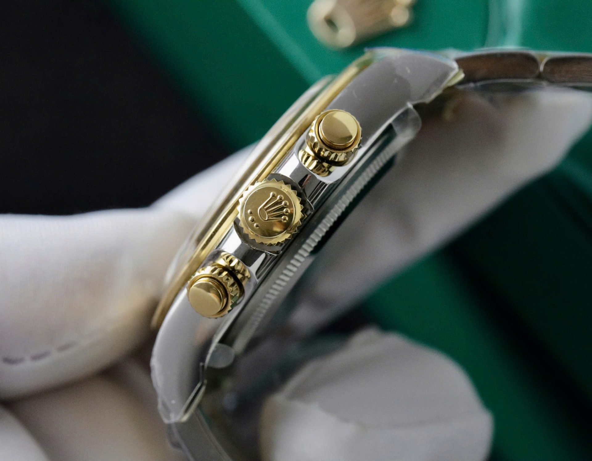 Rolex Daytona 126503 SS/YG Plated Black Dial CZ Diamonds 40mm Oyster Super Clone