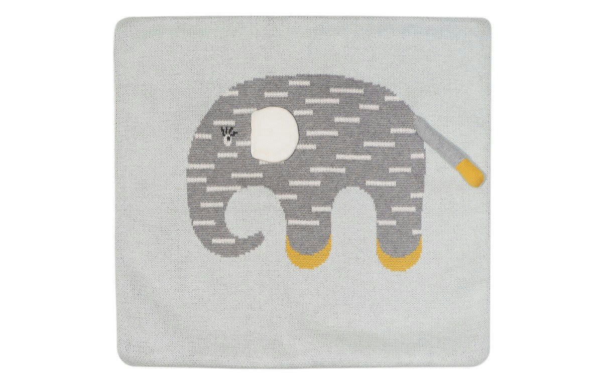 - Housse de coussin en coton motif éléphant gris et jaune