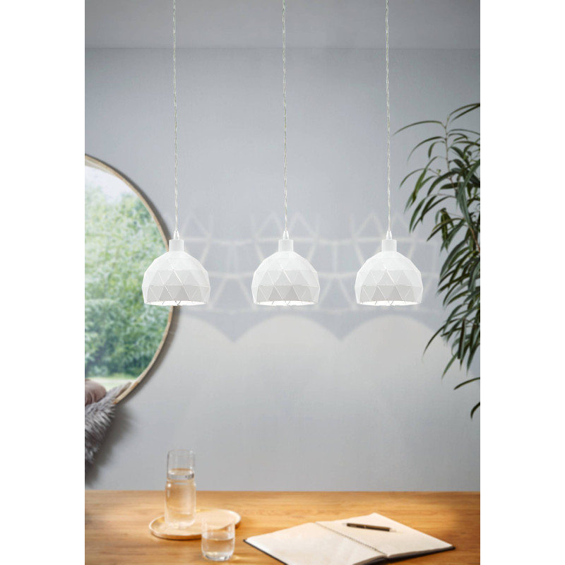 Suspension Roccaforte blanche E14 3 x 40 W EGLO