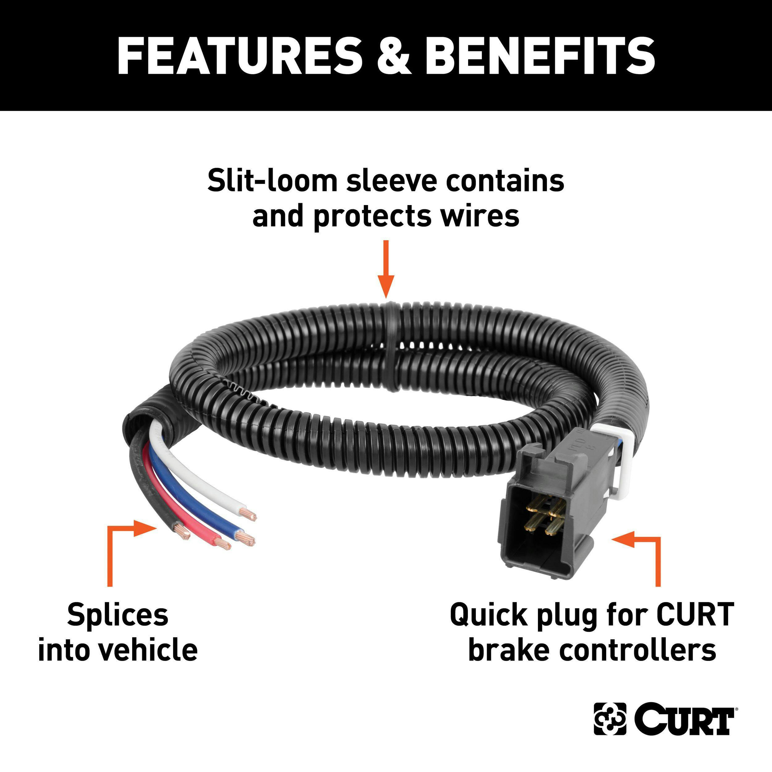 CURT Universal Trailer Brake Controller Harness with Pigtails