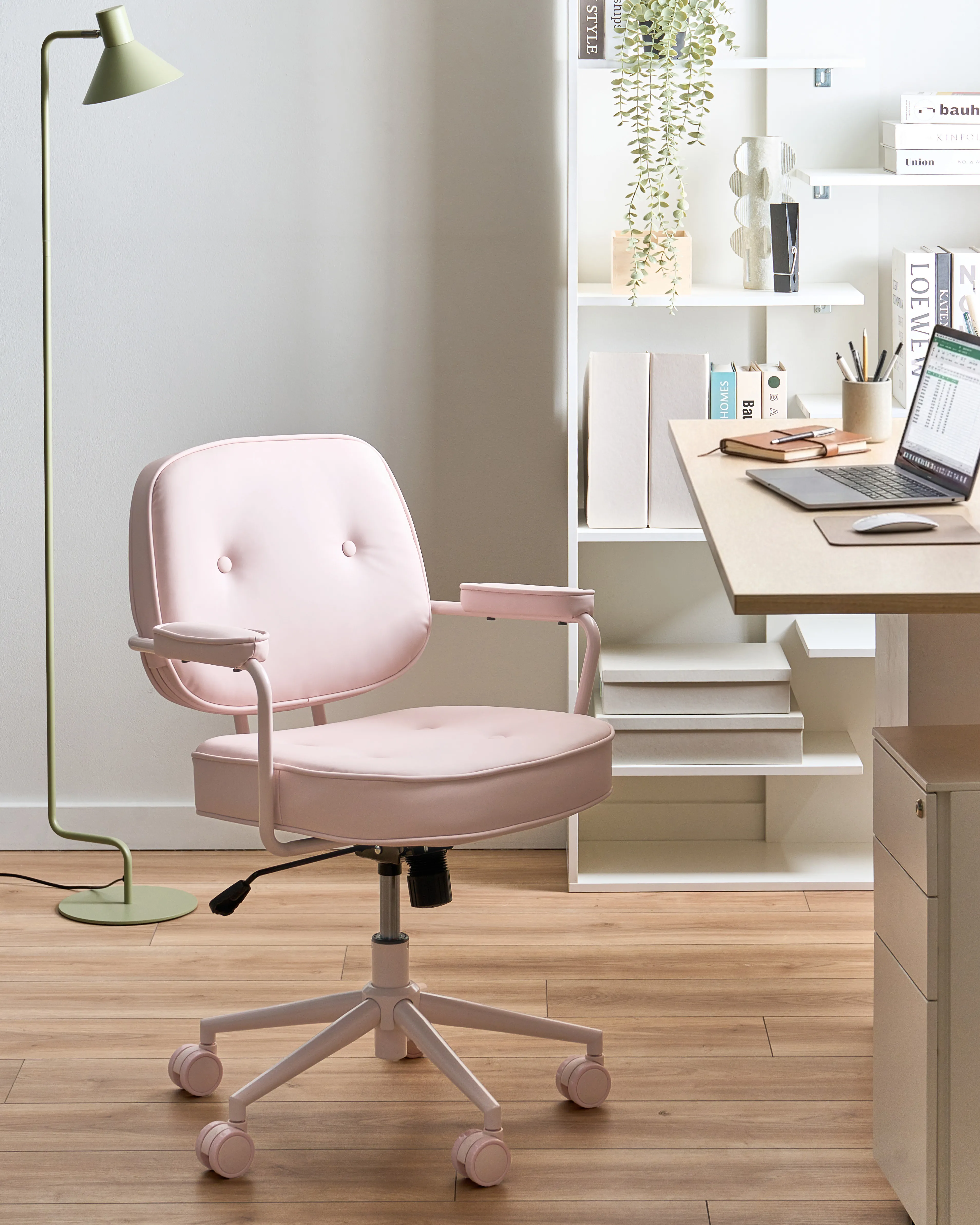 Desk Chair PARAMUS Faux Leather Pastel Pink