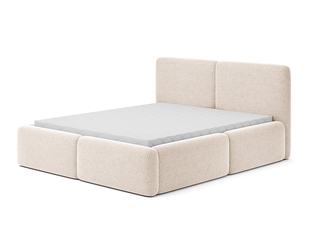 Łóżko tapicerowane Laval 180x200 beżowe tkanina boucle