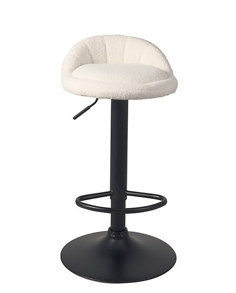 Lot 2 Tabourets De Bar-cuisine Bouclette Pivotant Hauteur Réglable Pied Noir SATI (blanc)