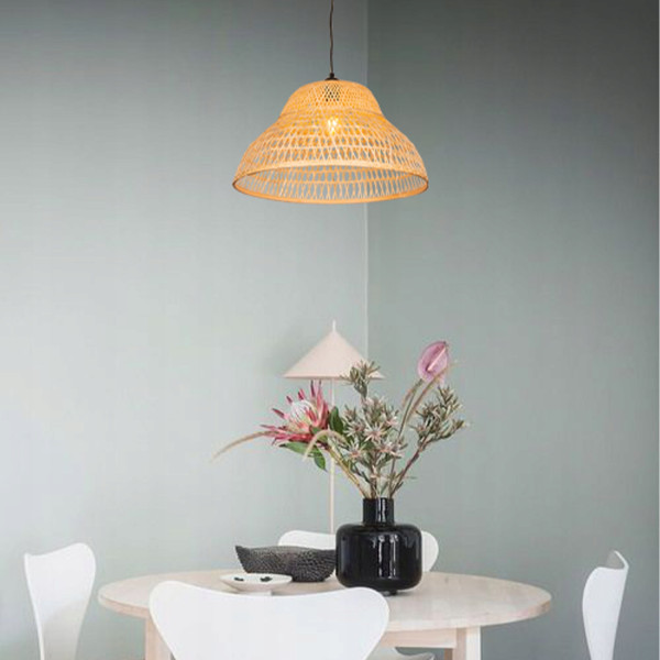 Lampa Sufitowa Wisząca Bambus BOHO Rattan Drewno Loft