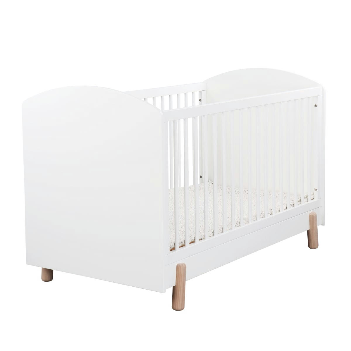GABBY - Pack lit bébé avec matelas 70x140 cm bois massif blanc