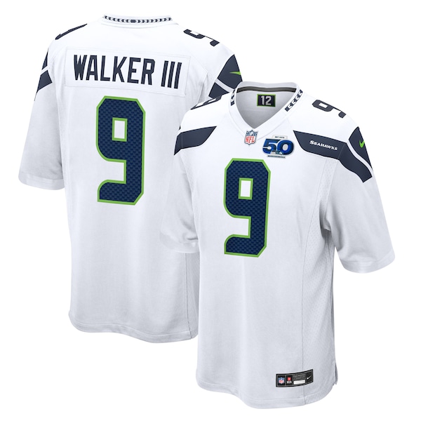 Kenneth Walker III Seattle Seahawks Nike 50th Season Game Jersey - White/College Navy/Royal