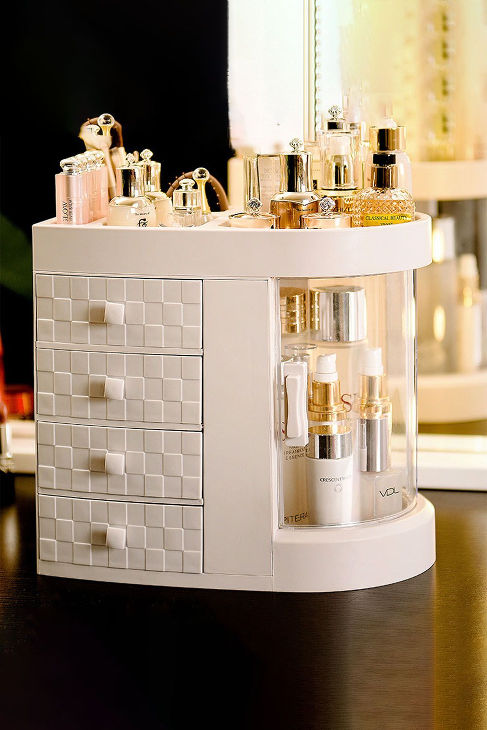 Living and Home Acrylic Desktop Makeup Cosmetic Organizer with 4 Drawers