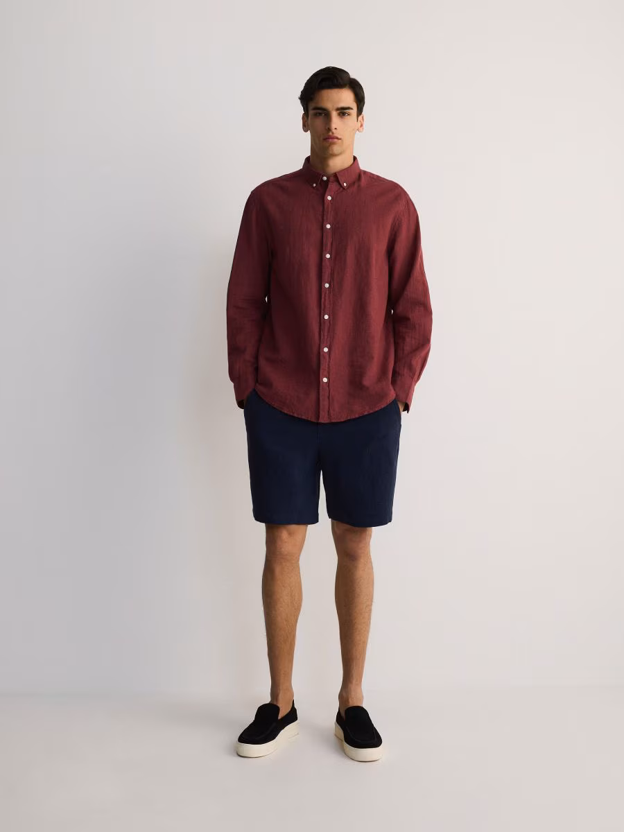Regular Linen Blend Shorts