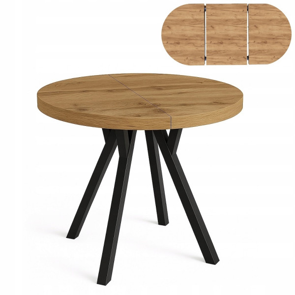 Stół rozsuwany okrągły 120/170cm blat 3,6cm Dąb Craft