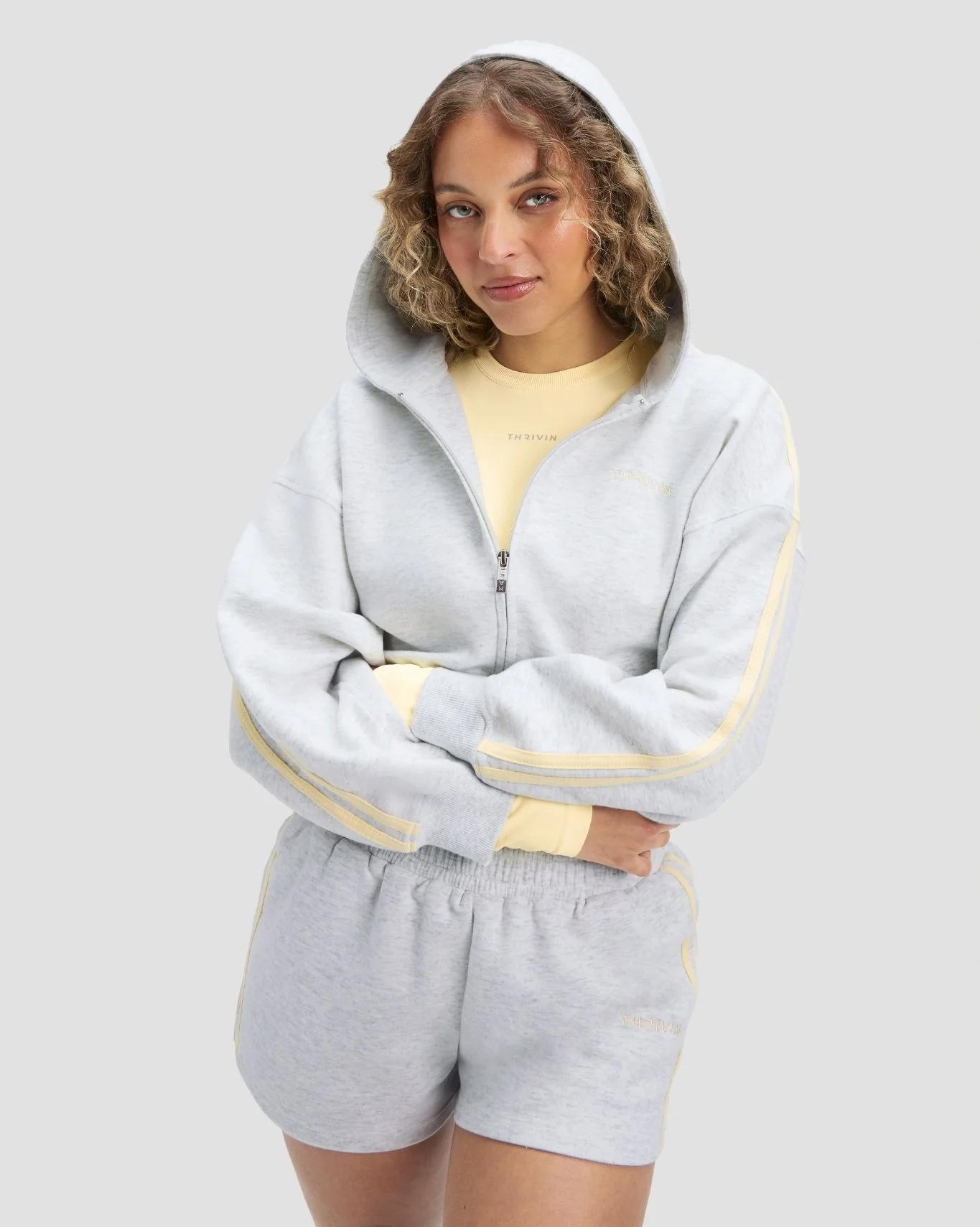 Jersey Stripe Zip Up Jacket | Marl