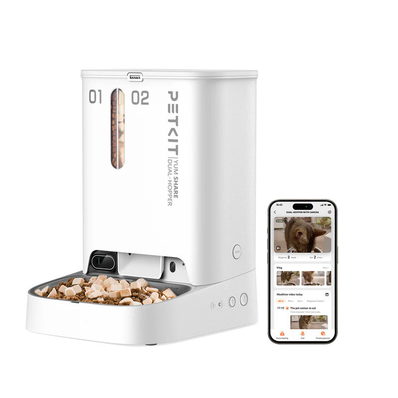 Distributeur de croquettes connecté YumShare Dual-hopper avec caméra PETKIT