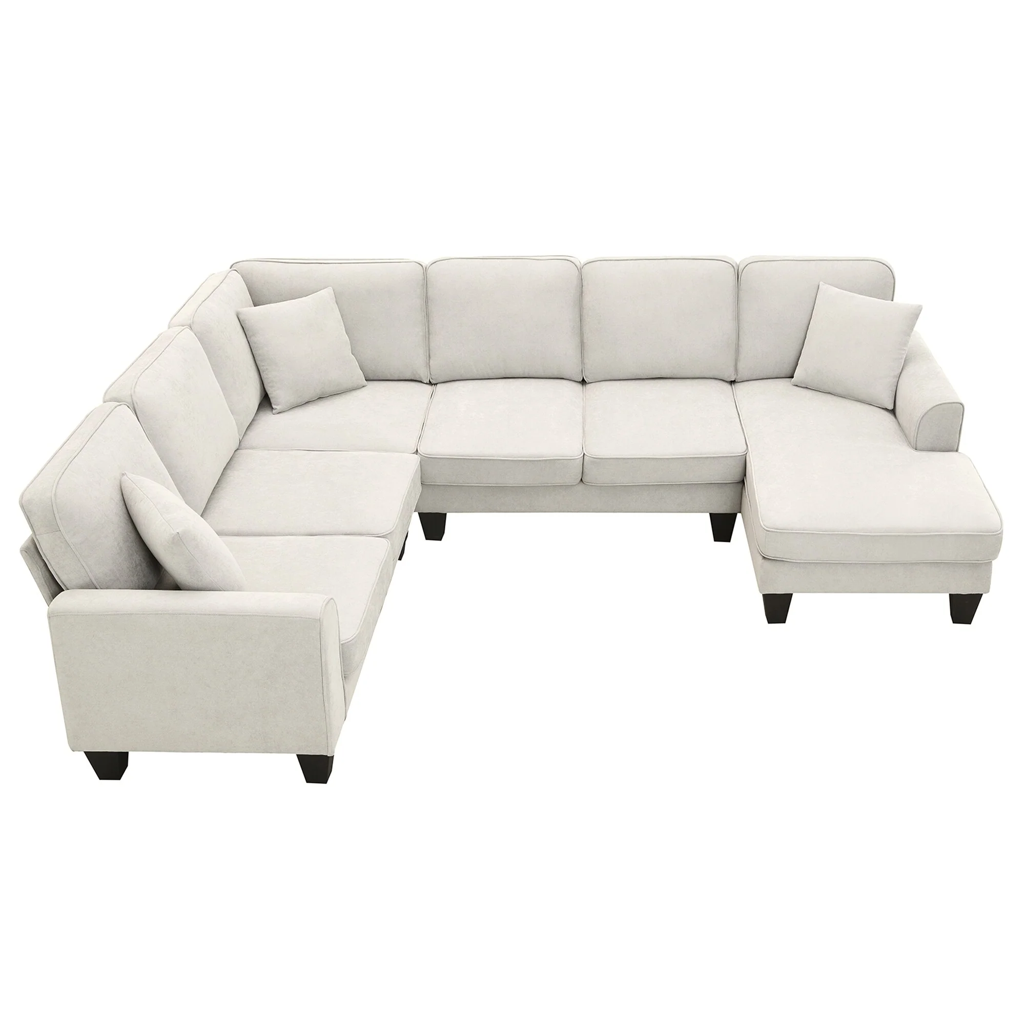 Modern U Shaped Sectional Sofa with Reversible Cushions and Supportive Foam Seating for Living Rooms or Family Gatherings